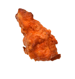 Chicken wing with poorly removed background, leaving jagged white edges around the chicken wing.